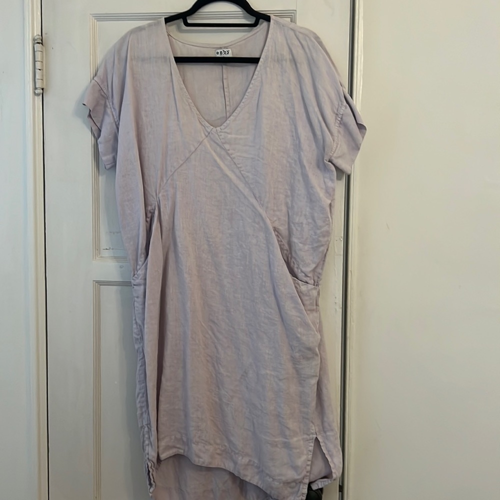 Esby Linen Alice Tunic Dress light lavender pockets